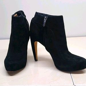 Sam Edelman Black Suede Ankle Zip Up Booties
